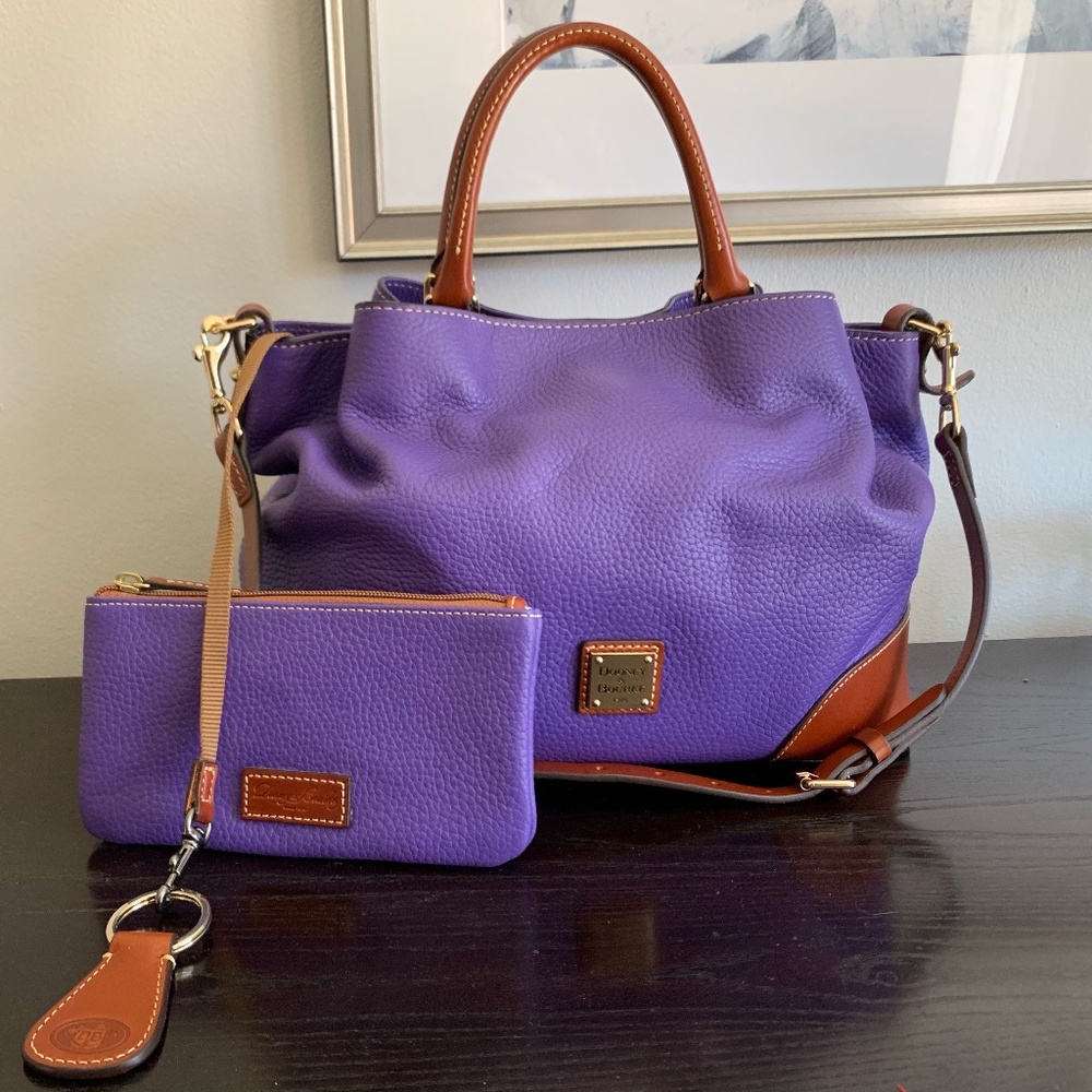 Amethyst Pebble Leather Brenna Satchel and Wallet